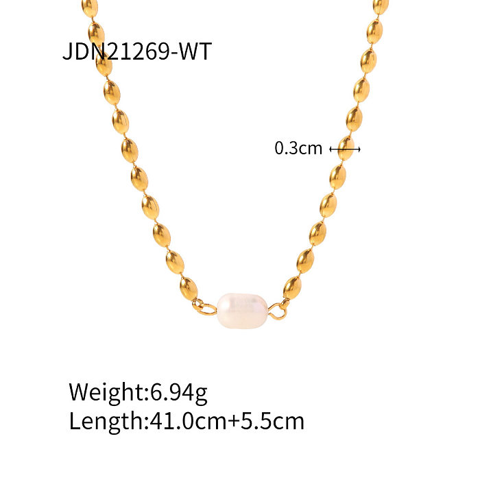 Modische geometrische Perlenkette mit Edelstahlbeschichtung