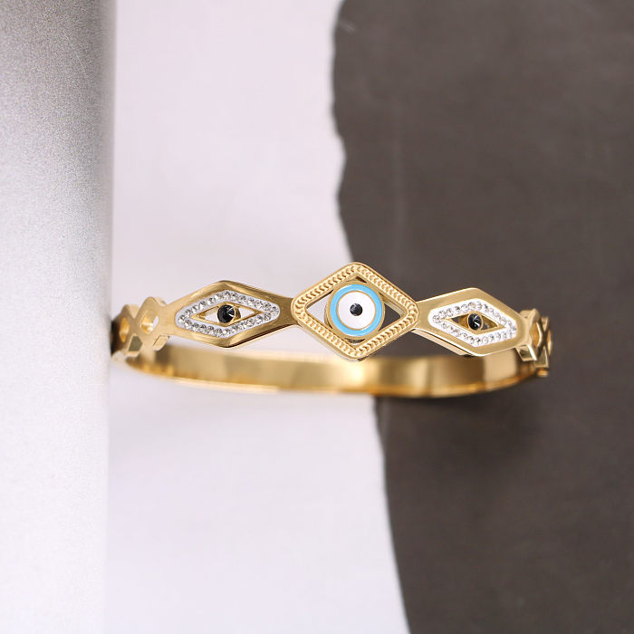 Bracelet en titane et acier, Style Simple et décontracté, œil du diable, incrustation ajourée, bracelet en Zircon Turquoise