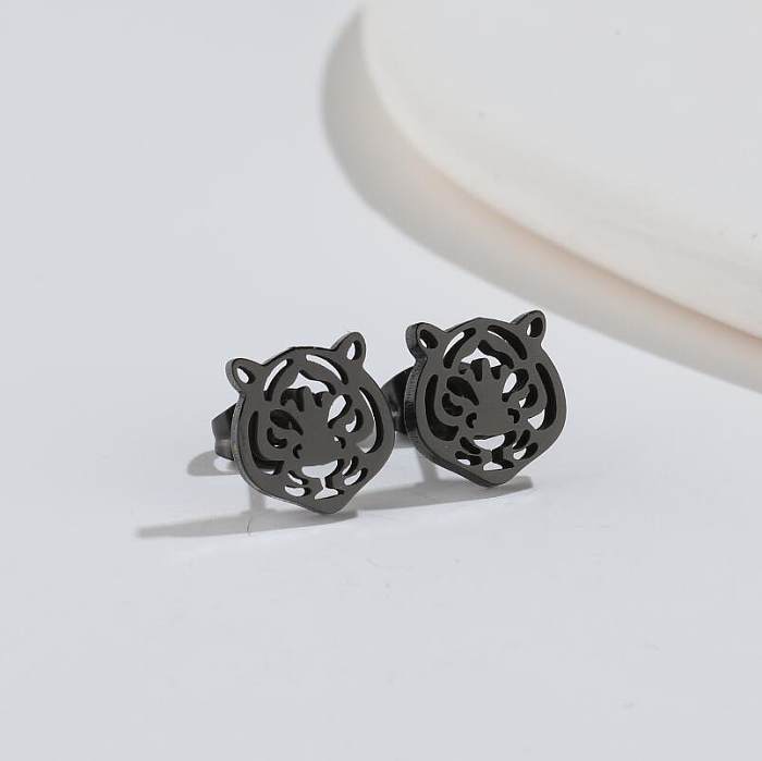 1 Pair Fashion Fox Lion Stainless Steel Plating Hollow Out Ear Studs
