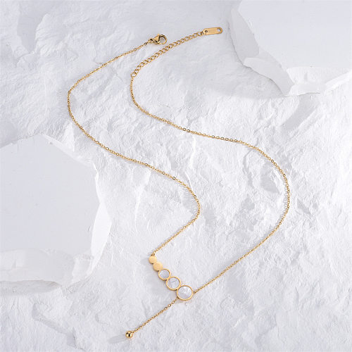 Simple Style Round Stainless Steel Plating Inlay Acrylic 18K Gold Plated Necklace