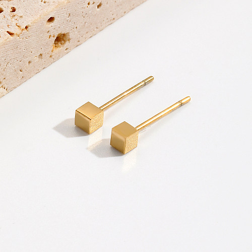 1 Pair Simple Style Square Stainless Steel  Plating 14K Gold Plated Ear Studs