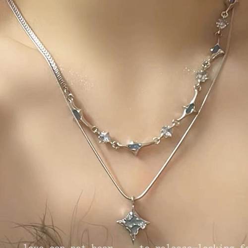 Mehrschichtige Halsketten mit IG-Stil, Stern-Edelstahlbeschichtung und Zirkoneinlage