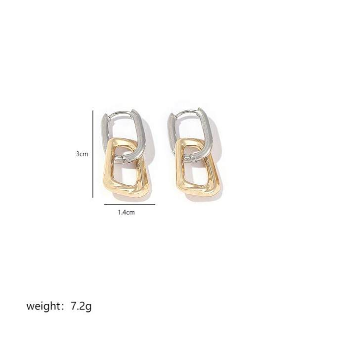 1 paire de boucles d'oreilles élégantes en forme de cœur géométrique, placage de polissage en acier inoxydable plaqué or 18 carats