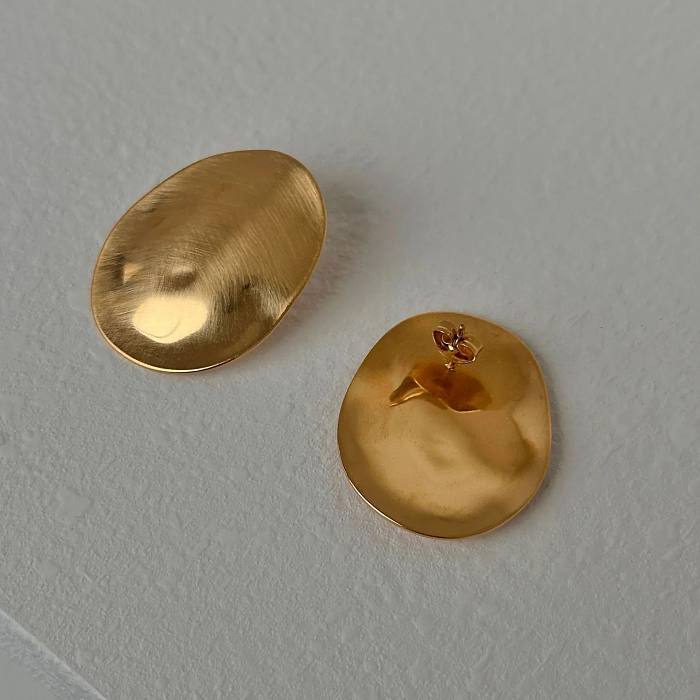 1 Pair Simple Style Solid Color Plating Stainless Steel Gold Plated Ear Studs