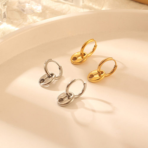 1 paire de boucles d'oreilles pendantes en acier inoxydable, Style Simple, placage de couleur unie