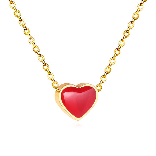Sweet Heart Shape Stainless Steel  Stainless Steel Enamel Plating Pendant Necklace 1 Piece