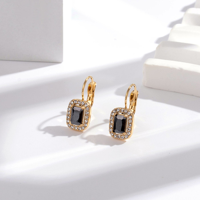 1 Pair Vintage Style French Style Simple Style Devil'S Eye Plating Inlay Stainless Steel  Zircon 18K Gold Plated Earrings