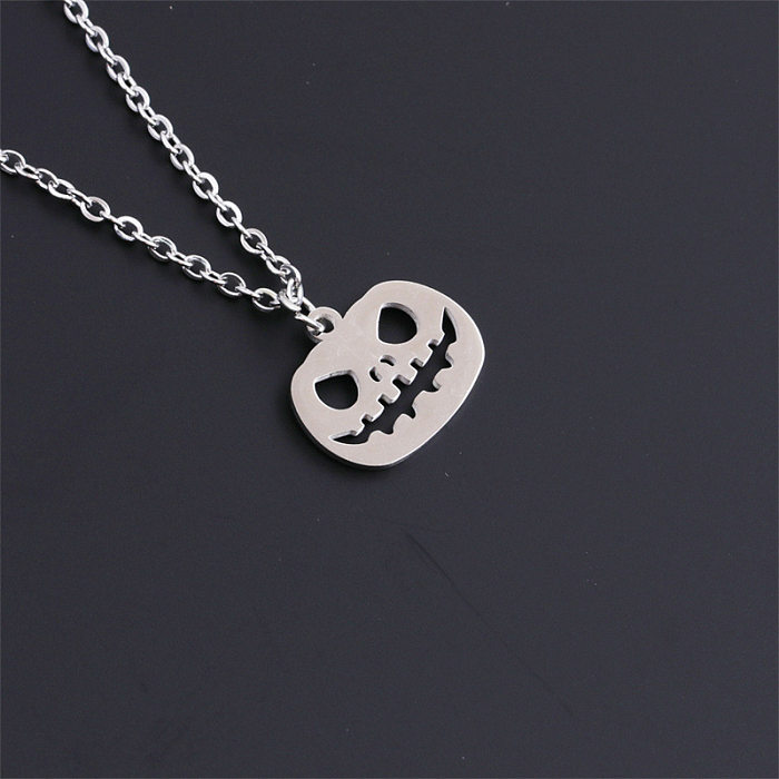 New Fashion Simple Stainless Steel Pendant Ornament Stainless Steel  Cutting Ornament DIY Halloween Decoration Pumpkin Necklace