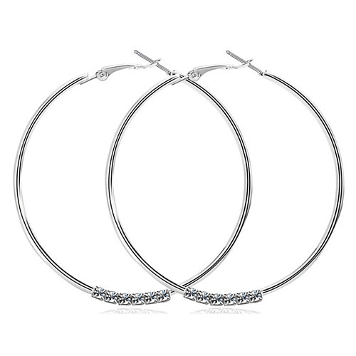 Fashion Circle Stainless Steel Inlay Rhinestones Hoop Earrings 1 Pair