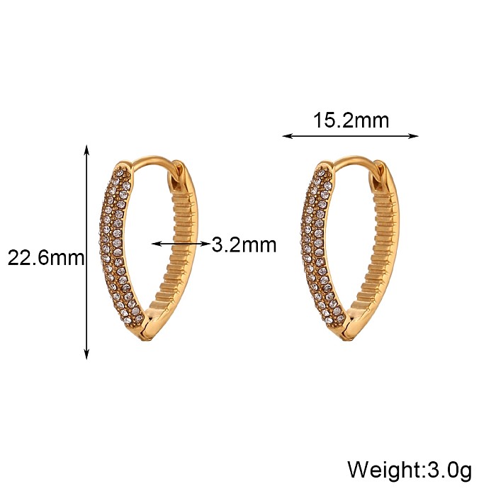 1 Pair Vintage Style Simple Style Classic Style Geometric Stainless Steel  Plating Inlay Rhinestones 18K Gold Plated Earrings
