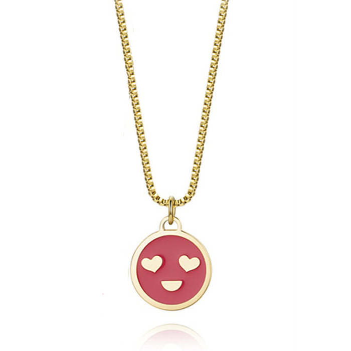 Estilo simple casual Cara sonriente Cara de emoji Acero inoxidable Acero inoxidable Chapado en oro de 14 quilates Collar colgante chapado en oro a granel