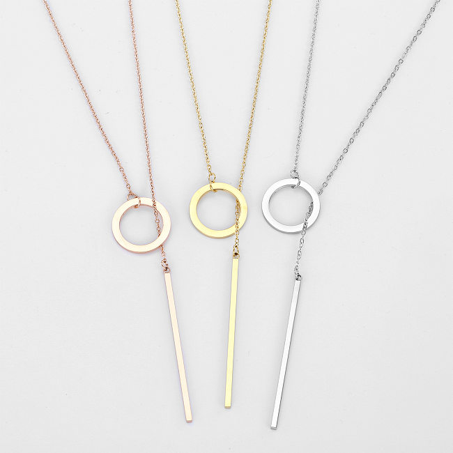 Fashion Geometric Round Stainless Steel  Necklace Clavicle Chain Wholesale