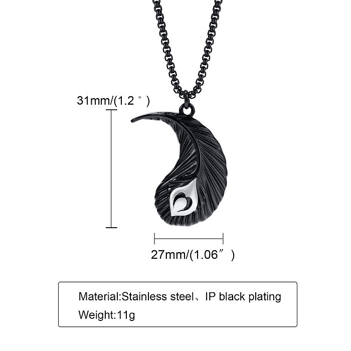 Fashion Feather Stainless Steel  Plating Pendant Necklace 1 Piece