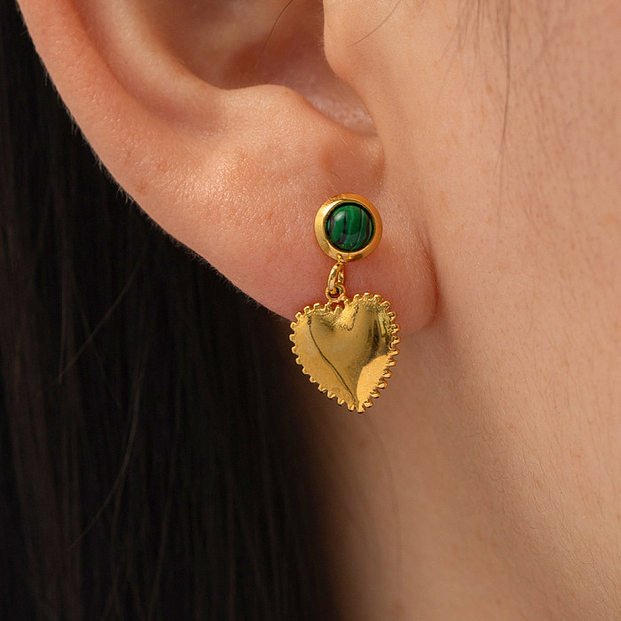 Modische Herzform-Ohrringe aus Edelstahl mit Strasssteinen, 1 Paar