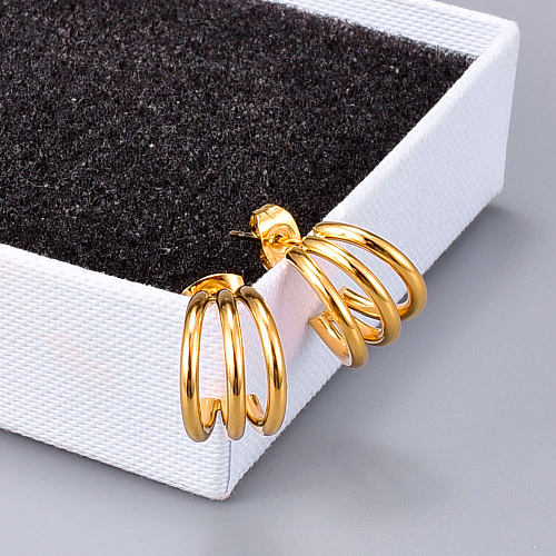 Fashion Line Three-line Bending Stud Earrings Wholesale jewelry