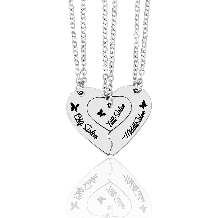 Simple Style Streetwear Letter Heart Shape Stainless Steel  Pendant Necklace
