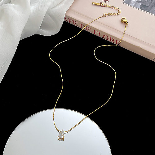 Casual Simple Style Water Droplets Stainless Steel Plating Inlay Zircon 18K Gold Plated Necklace