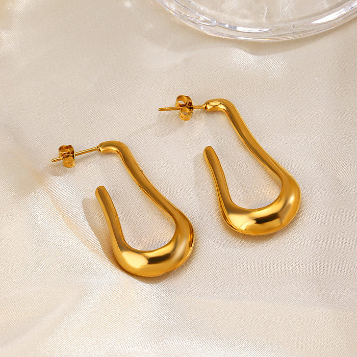 1 Paar Retro-Ohrringe aus Edelstahl mit U-Form-Beschichtung