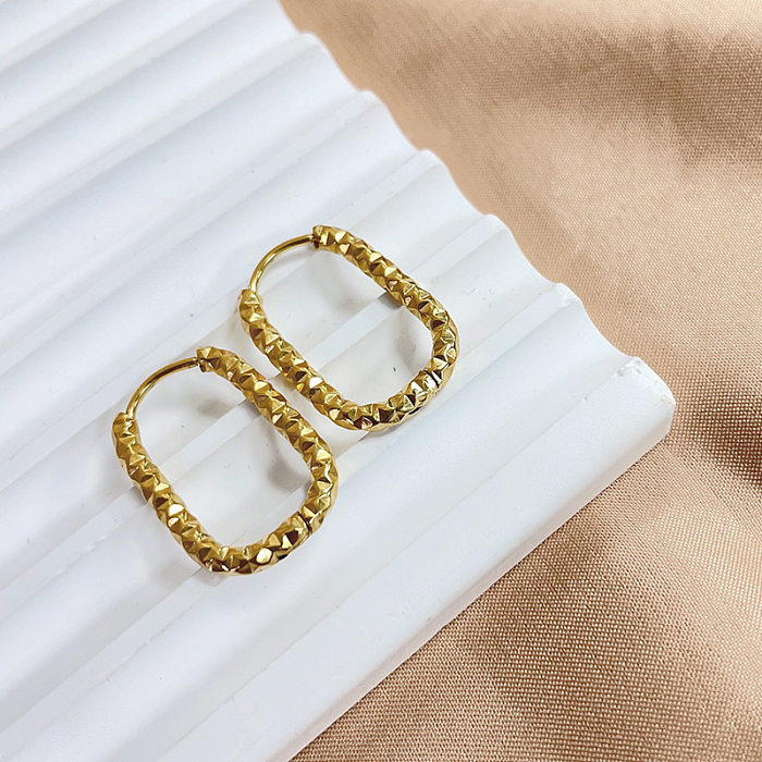 1 Pair Casual Simple Style Rectangle Plating Hollow Out Stainless Steel Gold Plated Earrings