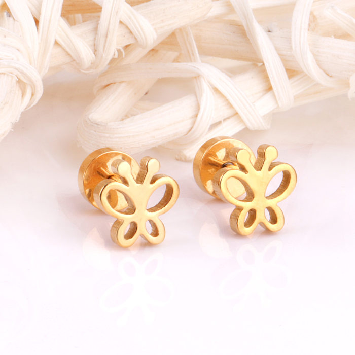 Simple Style Butterfly Stainless Steel  Plating Ear Studs 1 Pair