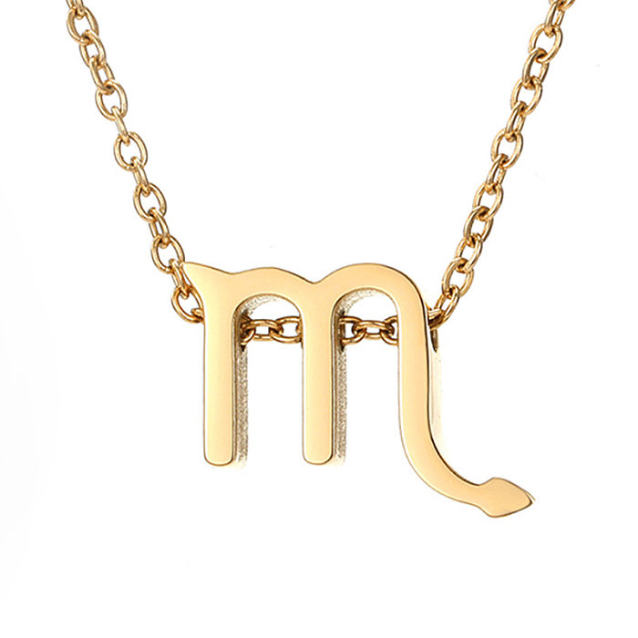 Collier avec pendentif Constellation du zodiaque en acier inoxydable plaqué or, à la mode