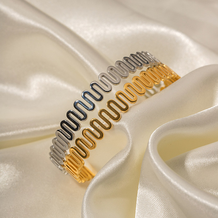 INS Style Simple Style Waves Edelstahlbeschichtung 18K vergoldete Manschettenarmbänder