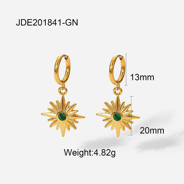 Fashion 18k Gold-plated Stainless Steel  Earrings Jewelry Eight-pointed Star Ear Drop