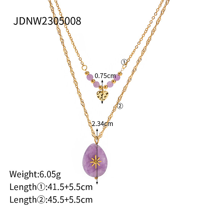 Elegant Lady Geometric Stainless Steel  Plating 18K Gold Plated Double Layer Necklaces