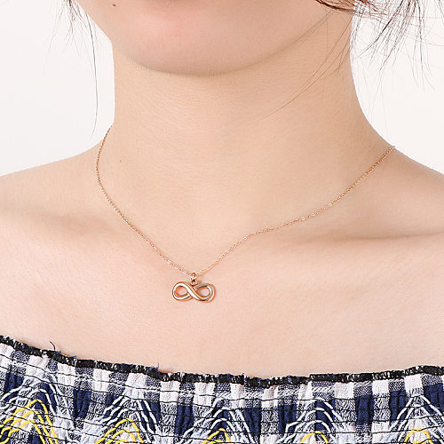 Collier simple en acier inoxydable, pendentif en forme de 8, pendentif clavicule