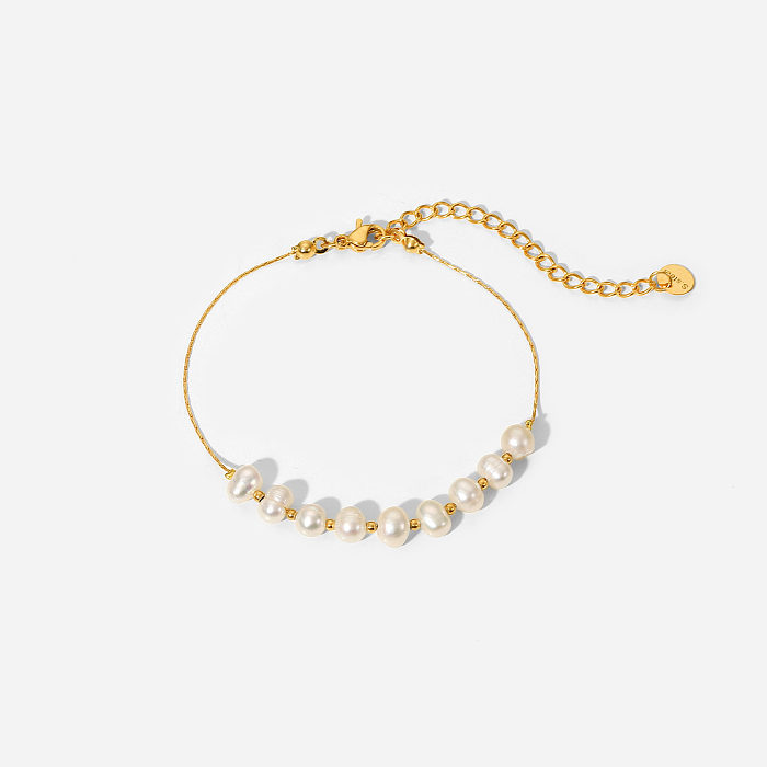 Bracelet de chaîne en or de bijoux en acier inoxydable de perle géométrique simple