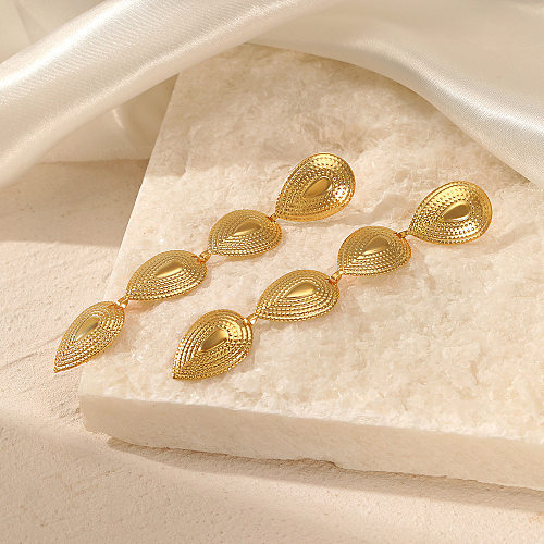 Elegante Wassertropfen-Ohrringe mit Edelstahlbeschichtung, 1 Paar