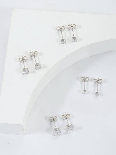 4 paires de clous d'oreilles plaqués or rose plaqué or 18 carats avec incrustation de placage géométrique de style simple et simple en acier inoxydable