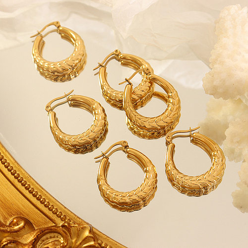 Modische Weizenohr-Ohrringe mit geometrischem Edelstahl-Überzug und 18-karätigem Gold