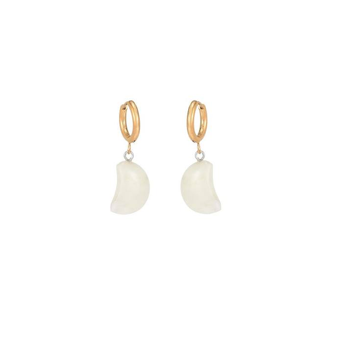 1 Pair Elegant Luxurious Moon Plating Stainless Steel  Natural Stone 18K Gold Plated Drop Earrings