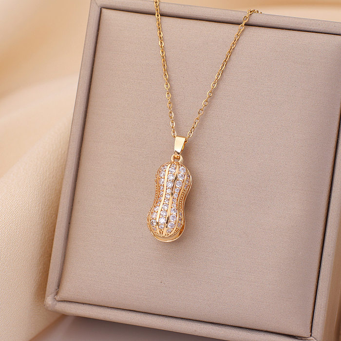 Casual Simple Style Rabbit Heart Shape Fish Tail Stainless Steel Plating Inlay Opal Pearl Zircon Pendant Necklace