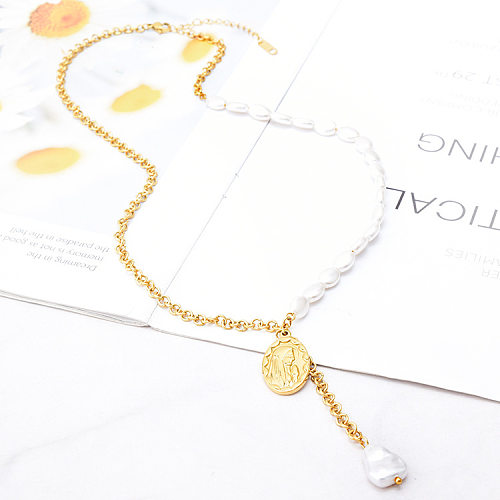 Fashion Portrait Stainless Steel Pendant Necklace Beaded Stainless Steel  Necklaces 1 Piece