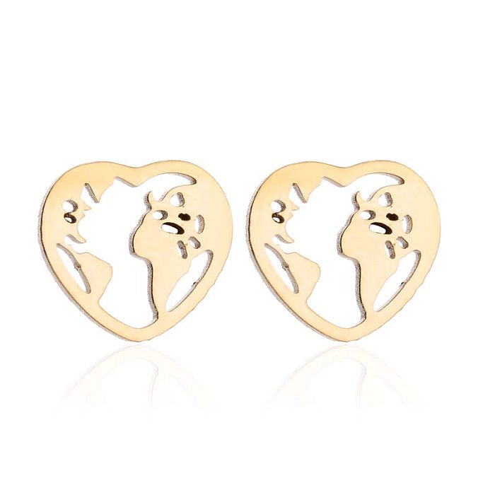 1 Pair Simple Style Heart Shape Irregular Polishing Plating Stainless Steel  18K Gold Plated Ear Studs