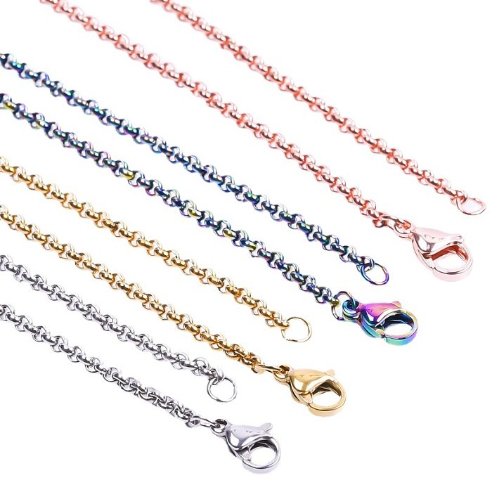 Großhandel 1 Stück schlichte, geometrische, einfarbige Edelstahl-Halskette