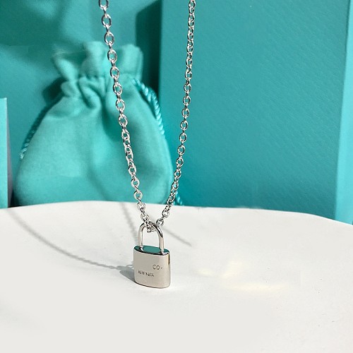 Elegant Streetwear Letter Lock Stainless Steel  Pendant Necklace