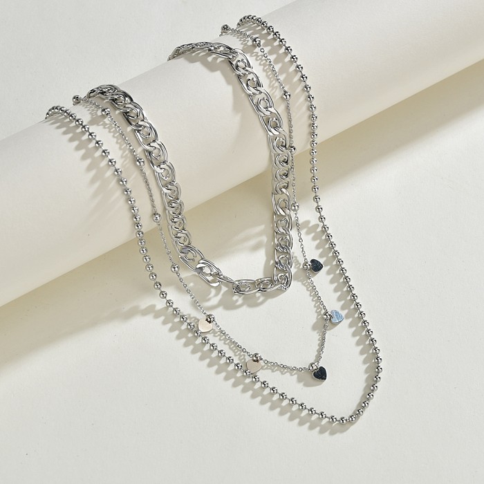 Fashion Heart Shape Stainless Steel  Layered Necklace