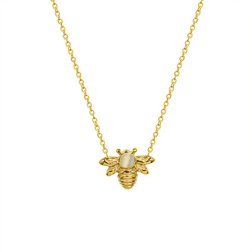 Collier avec pendentif en opale d'abeille, Animal à la mode, Simple, en acier inoxydable, vente en gros