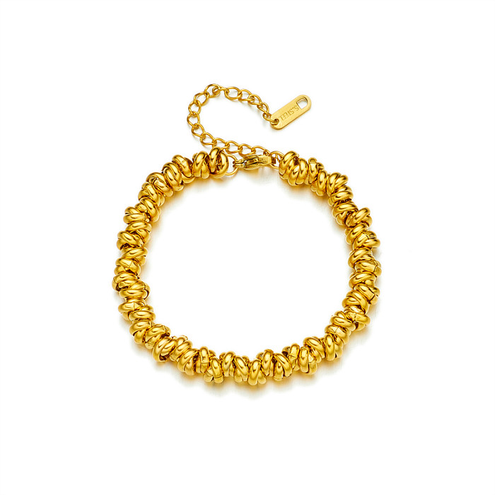 Hip-Hop Geometric Titanium Steel Gold Plated Bracelets 1 Piece