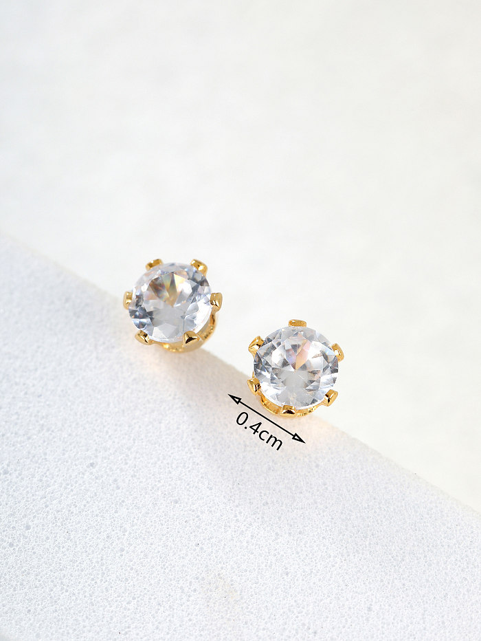 1 Pair Casual Elegant Round Stainless Steel  Plating Inlay Zircon 18K Gold Plated Ear Studs
