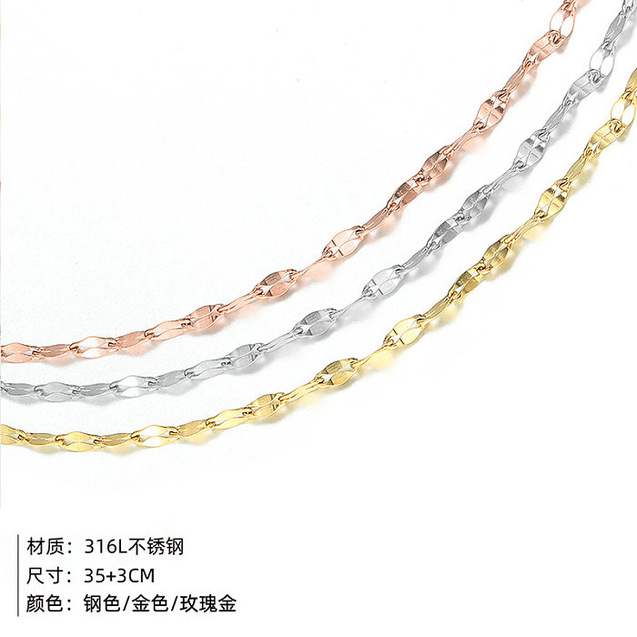 Double Layered Chain Fashion Stainless Steel Plated 14K Gold Necklace For Women