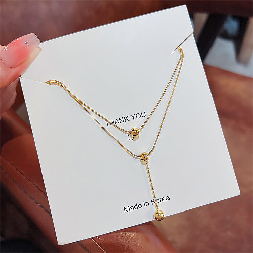 Lady Simple Style Water Droplets Stainless Steel Layered Necklaces In Bulk