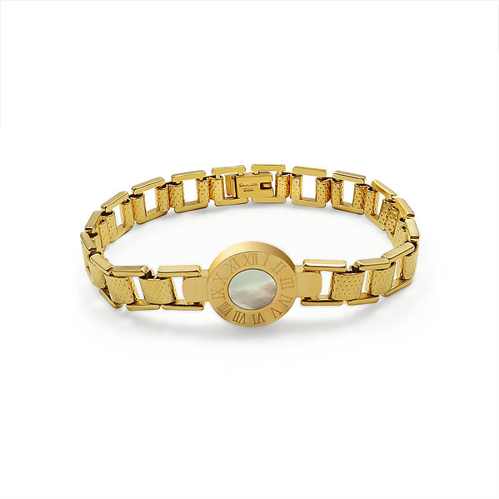Placa de relógio com numeral romano, concha de titânio, aço 18K, pulseira de ouro real, joias manuais