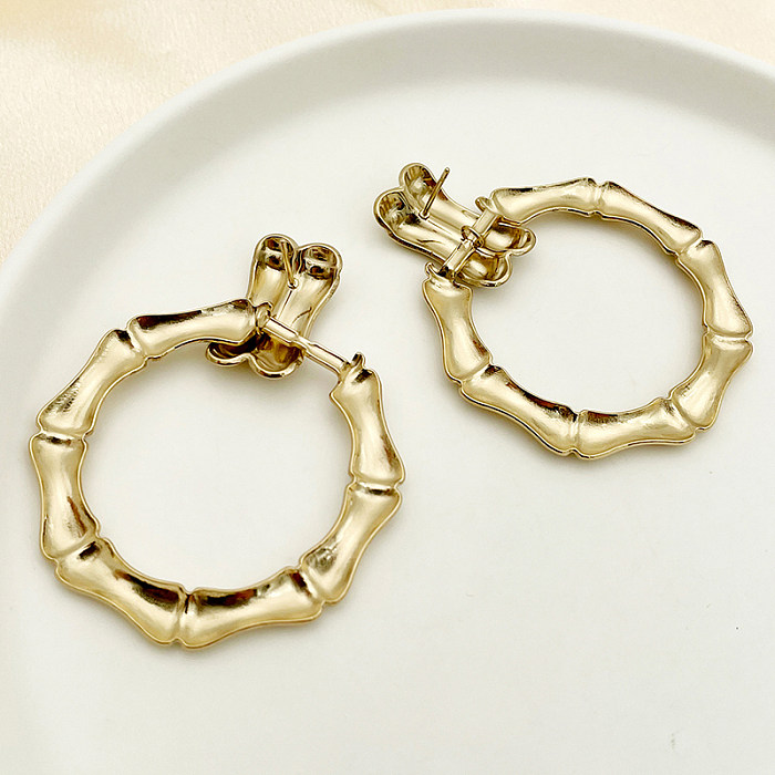 1 Pair Vintage Style Exaggerated Solid Color Plating Stainless Steel  Gold Plated Hoop Earrings