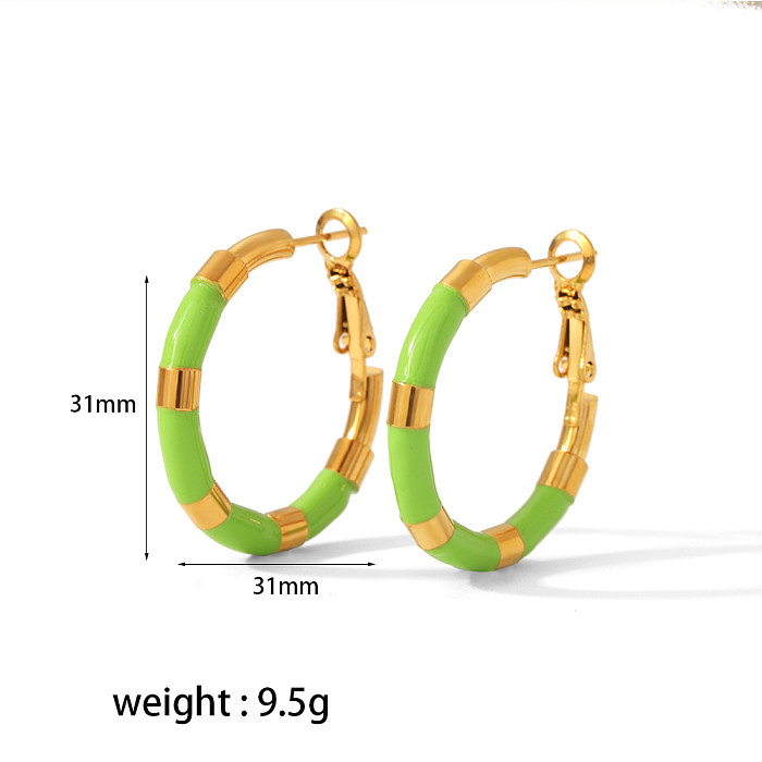 1 Pair Modern Style Color Block Polishing Epoxy Plating Stainless Steel  18K Gold Plated Earrings