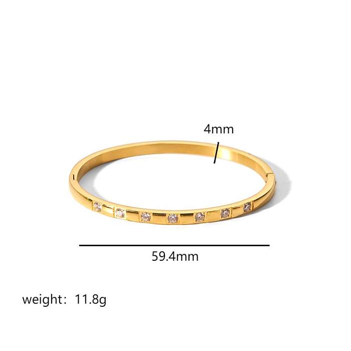 Brazalete chapado en oro simple del Zircon del acero inoxidable 18K del rectángulo del estilo en bulto