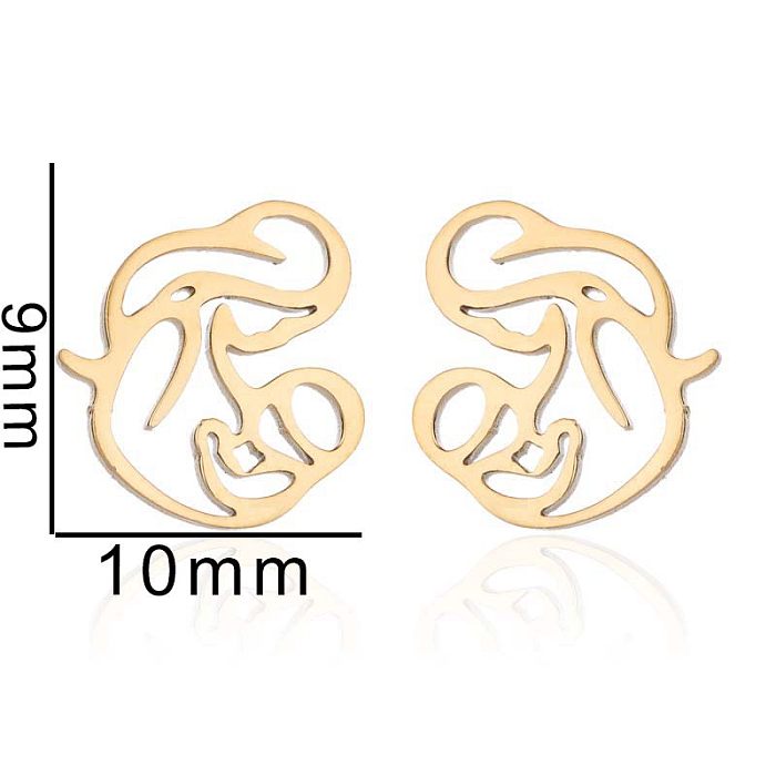 1 Pair Simple Style Solid Color Stainless Steel Hollow Out Earrings Ear Studs